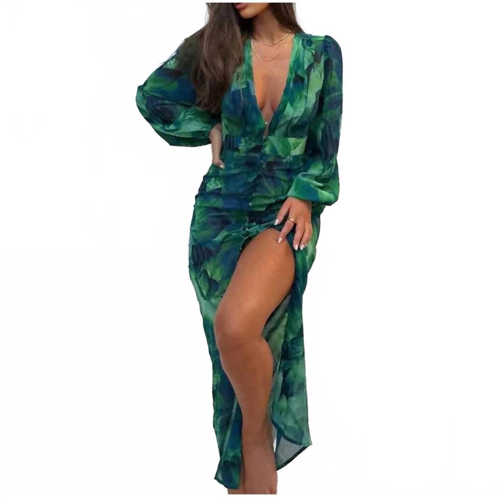 NEW RUNAWAY THE LABEL calista midi dress in green